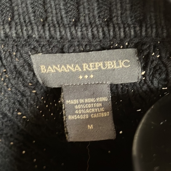 Banana Republic Sz M Belted Black Chunky Knit  Button Down Long Cardigan - Picture 10 of 16